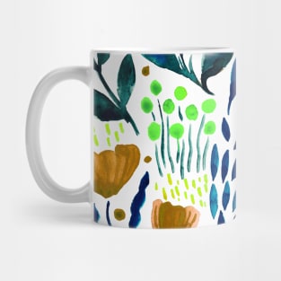 Watercolor flower garden -  yellow and blue Mug